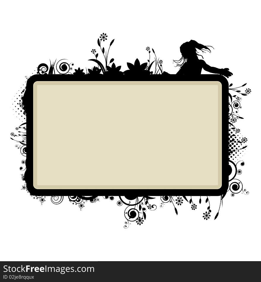 Frame template with floral vignette, vector illustration. Frame template with floral vignette, vector illustration