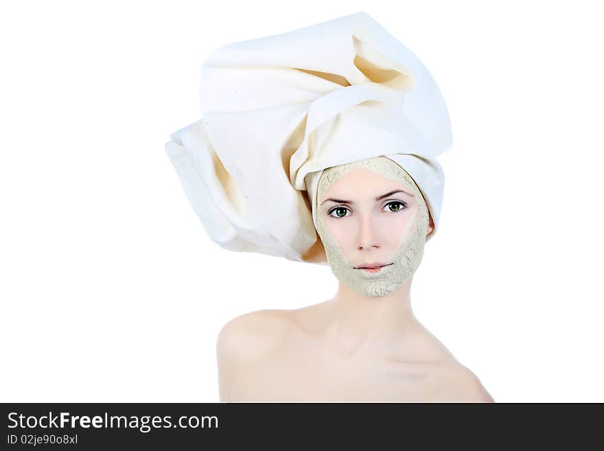 Portrait of a woman with beauty mask on her face. Spa, healthcare. Portrait of a woman with beauty mask on her face. Spa, healthcare.