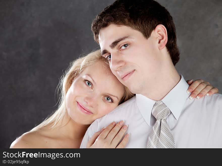 Studio portrait of young lovers