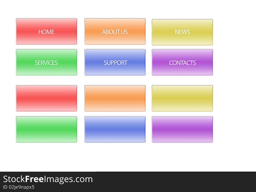 Computer generated web buttons, different colors. Computer generated web buttons, different colors.