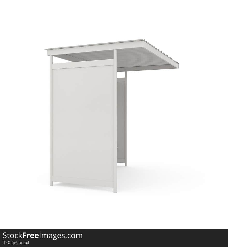 Bus stop billboard isolated on white - 3d illustration