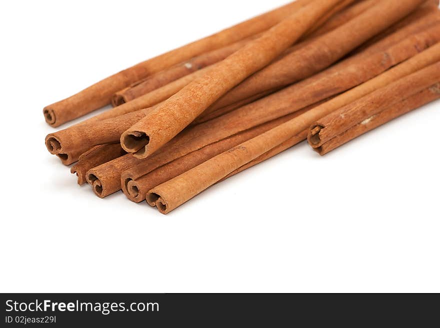 Cinnamon on white background