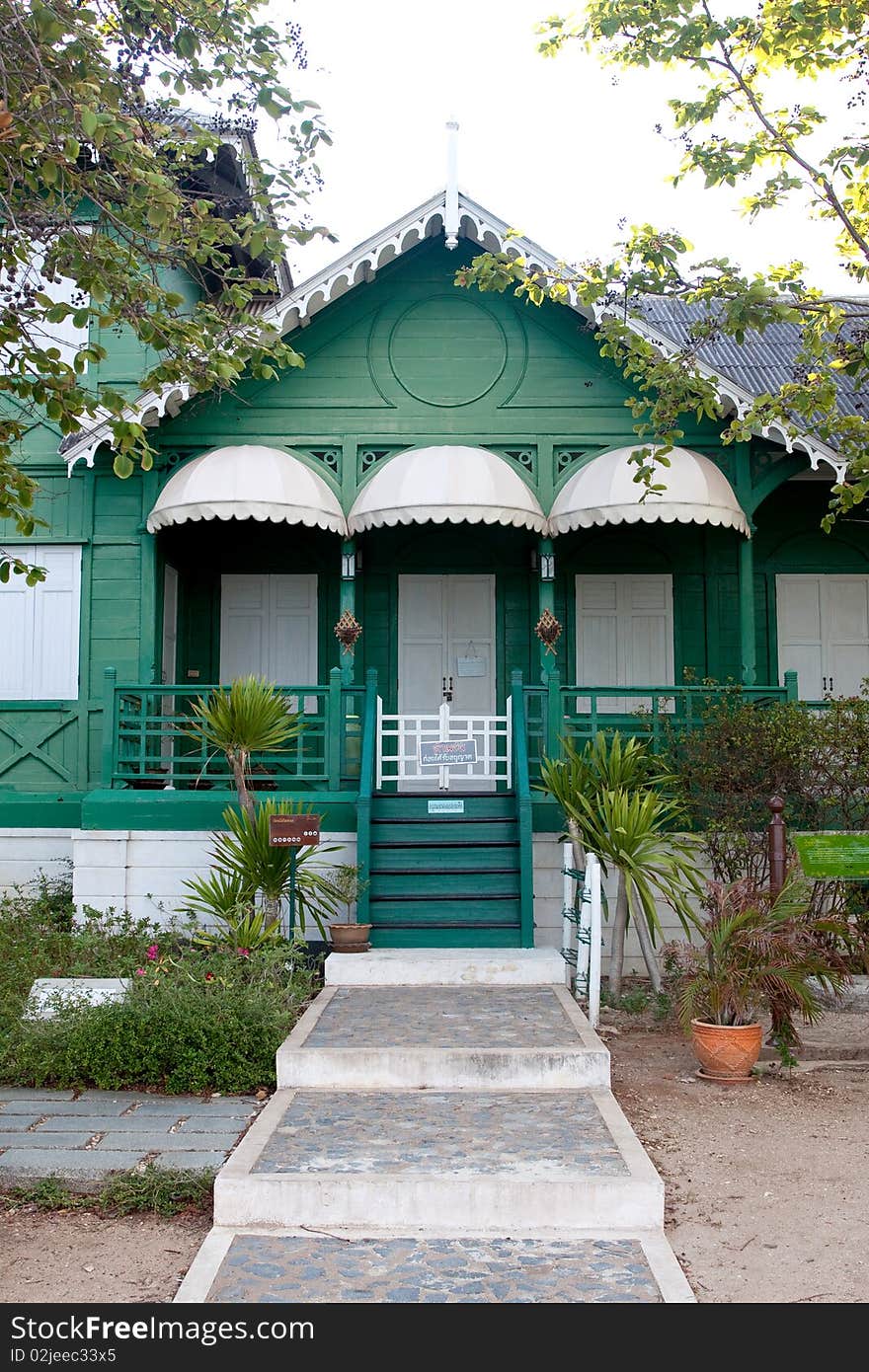 Thai vintage house white doors. Thai vintage house white doors.