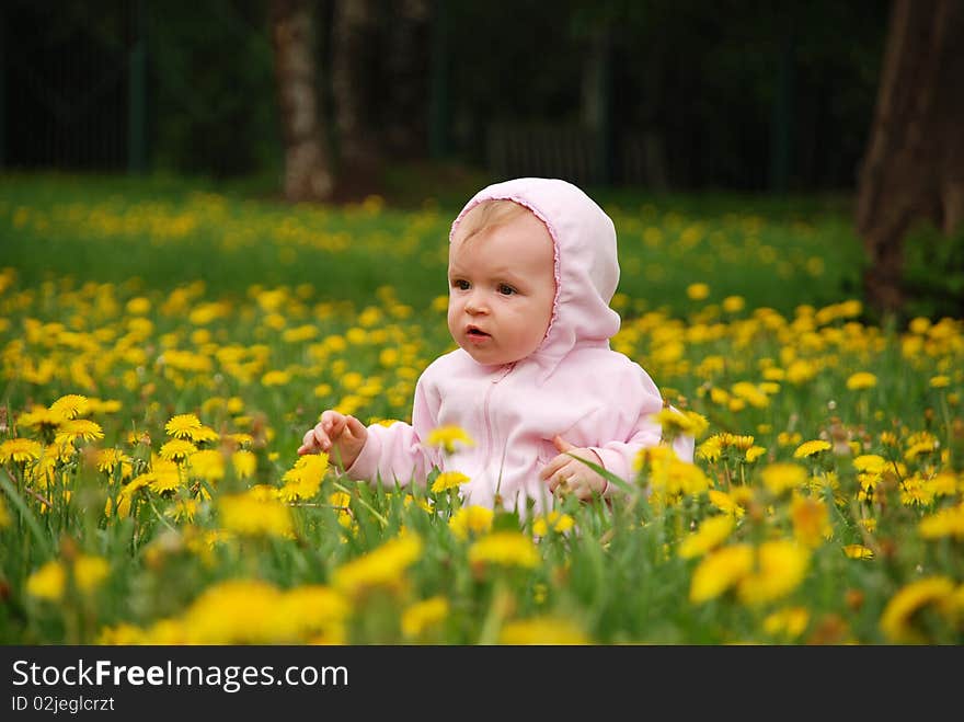 Little funny girl in park. Little funny girl in park