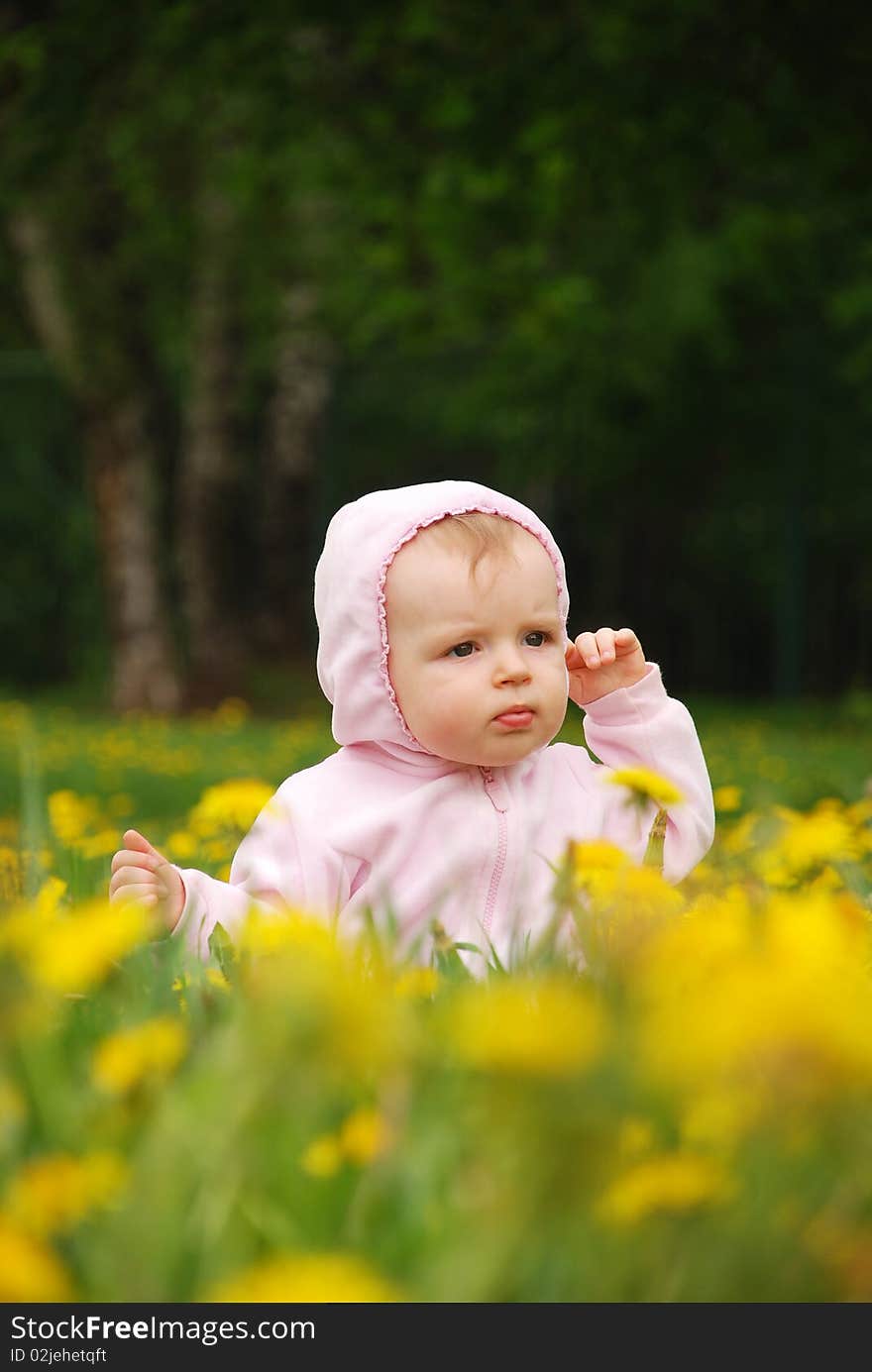 Little funnny girl in park. Little funnny girl in park