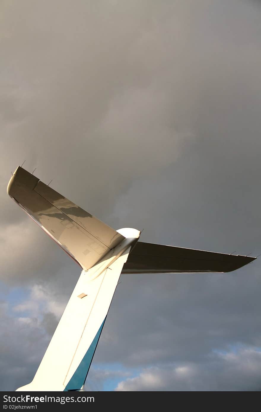 Looking up at the tail end of the plain stock photo. Looking up at the tail end of the plain stock photo