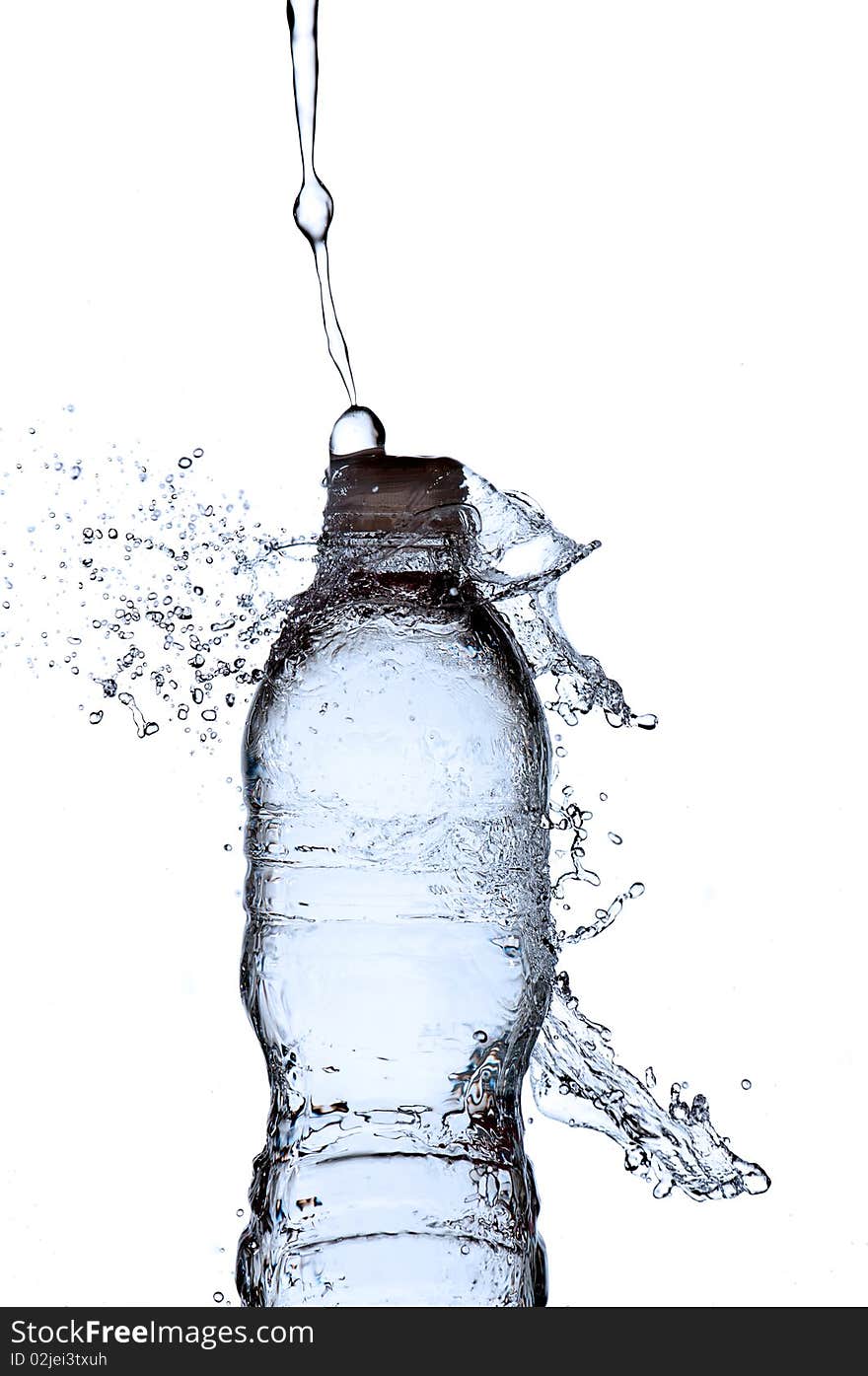 Water Splashing On A Water Bottle