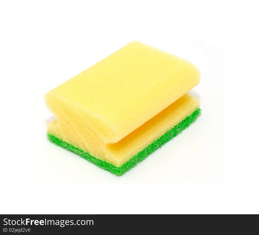 Yellow sponge isolated on white background