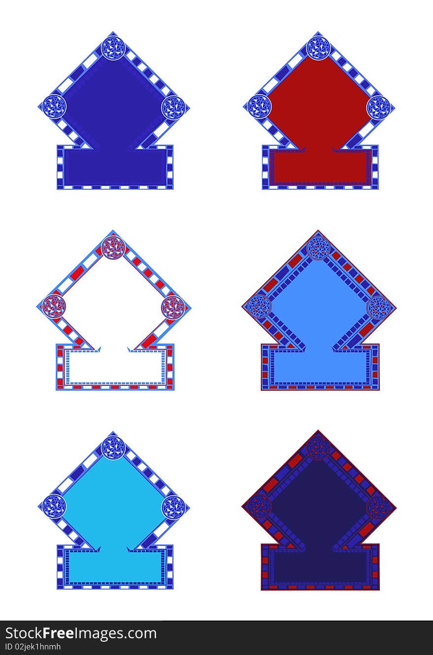 Illustration of mosaic frames on white background