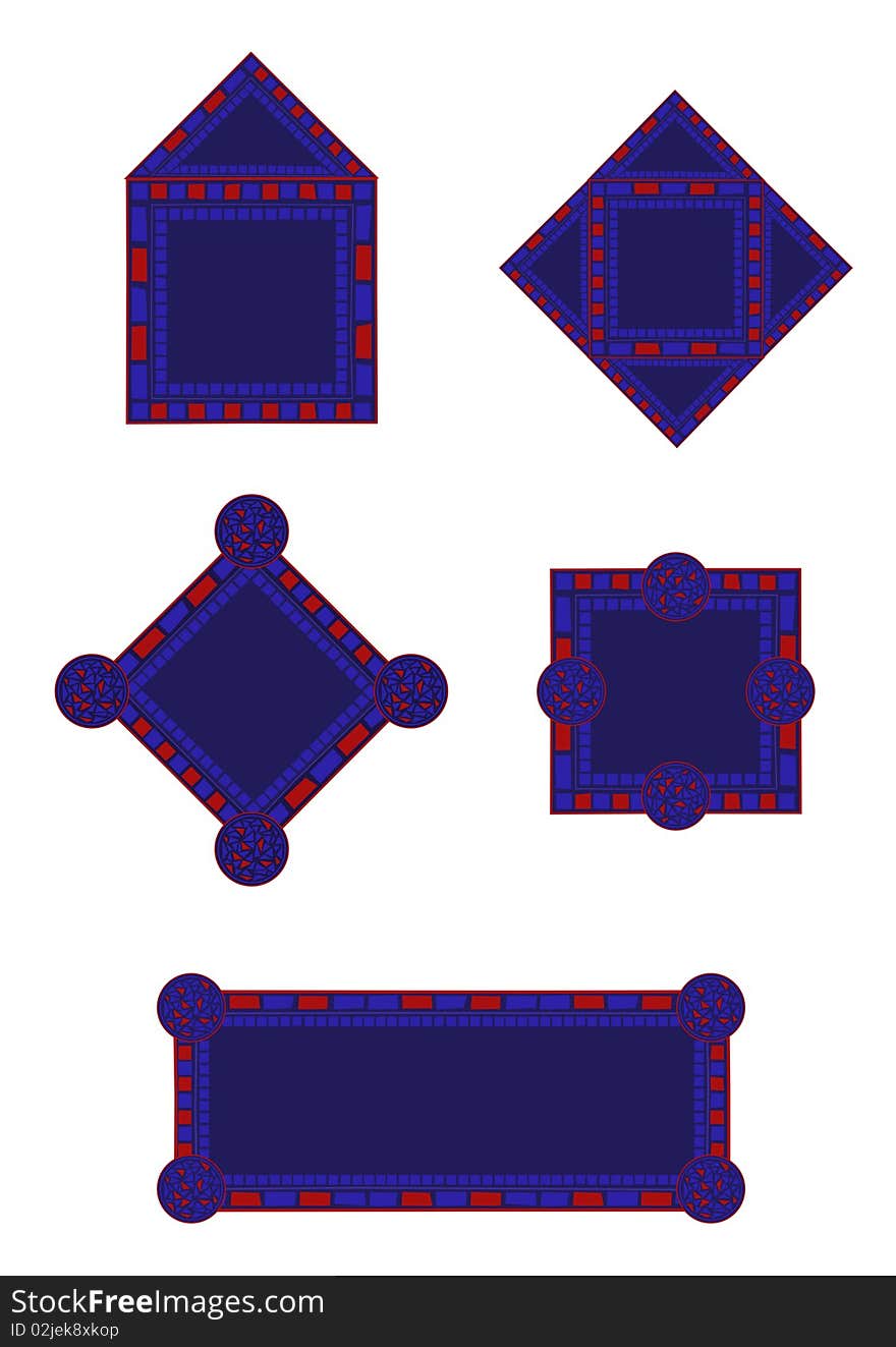 Illustration of mosaic frames on white background