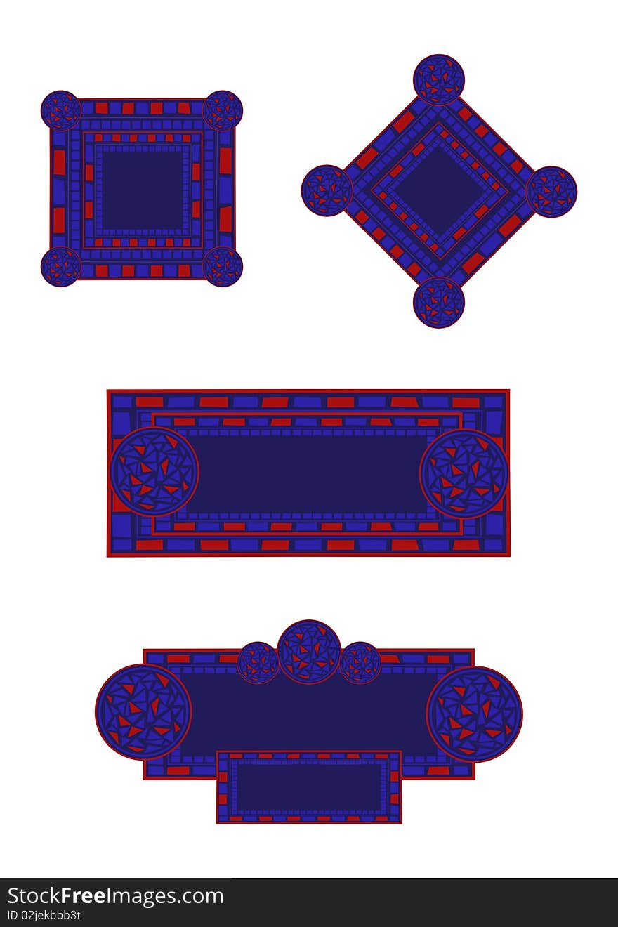 Illustration of mosaic frames on white background