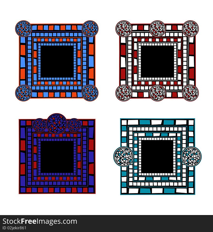 Illustration of mosaic frames on white background