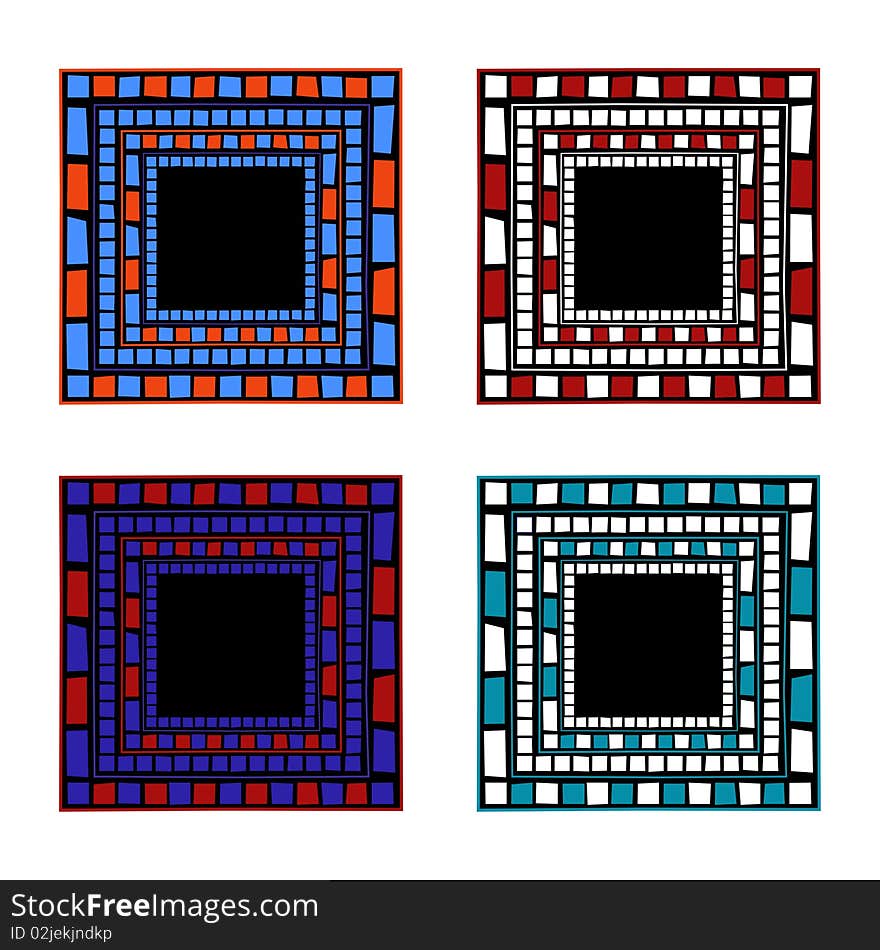 Illustration of mosaic frames on white background