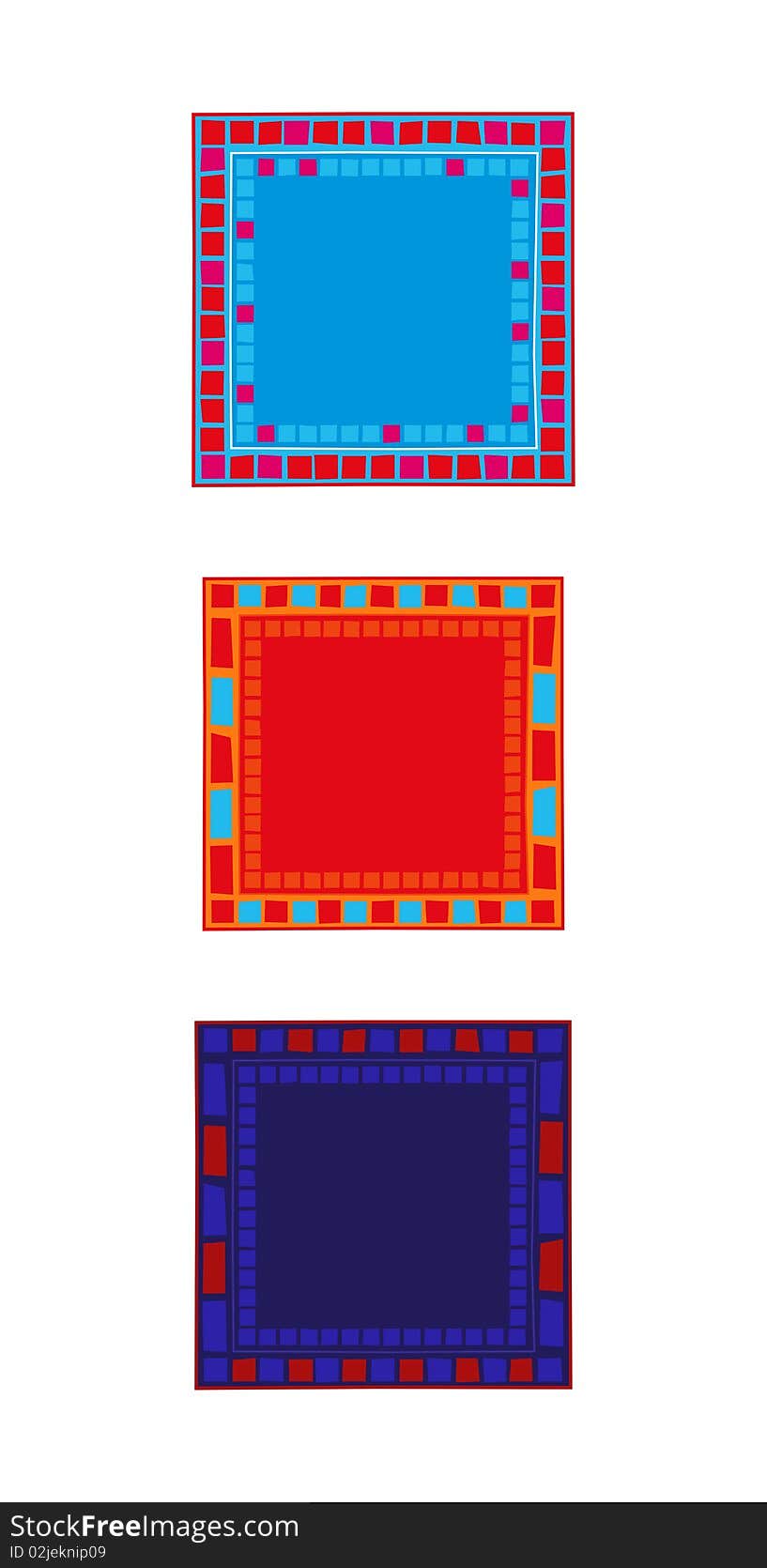 Illustration of mosaic frames on white background