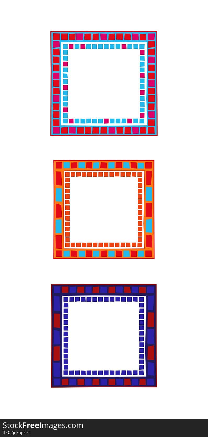 Illustration of mosaic frames on white background