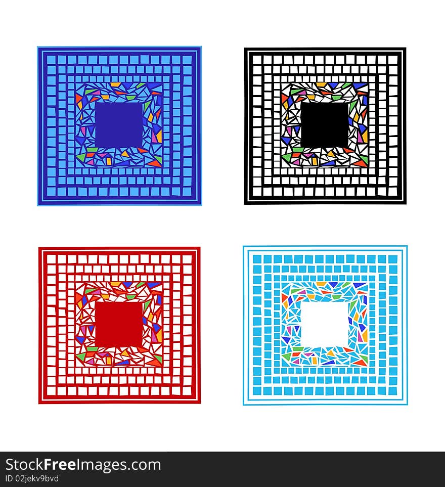 Illustration of mosaic frames on white background