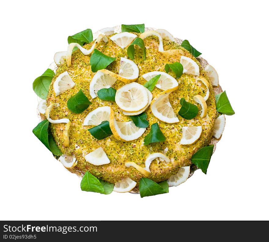 Lemons cake  on a dish