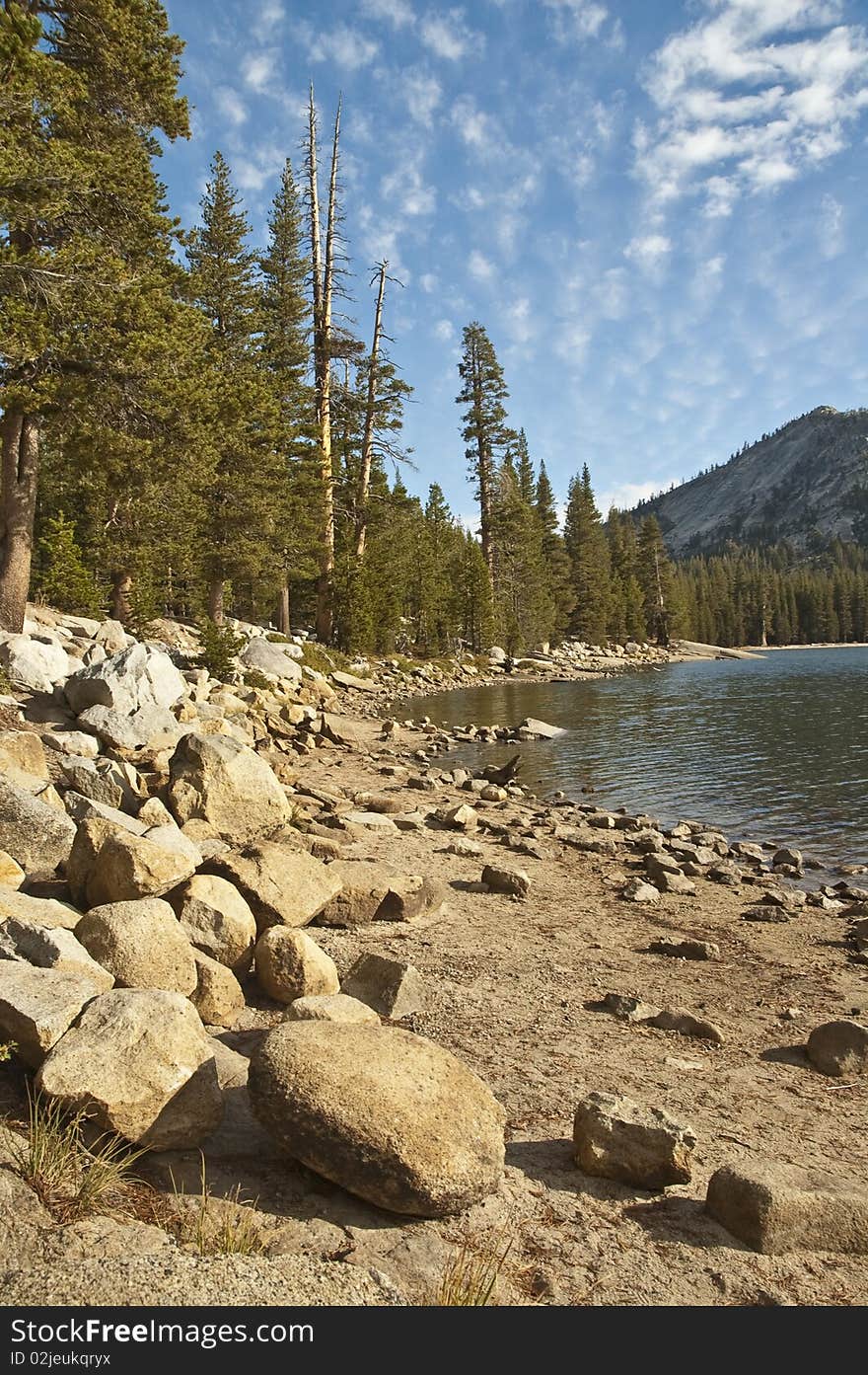 Rock beach around Tenaya Lake in Yosemite National Park. Rock beach around Tenaya Lake in Yosemite National Park.