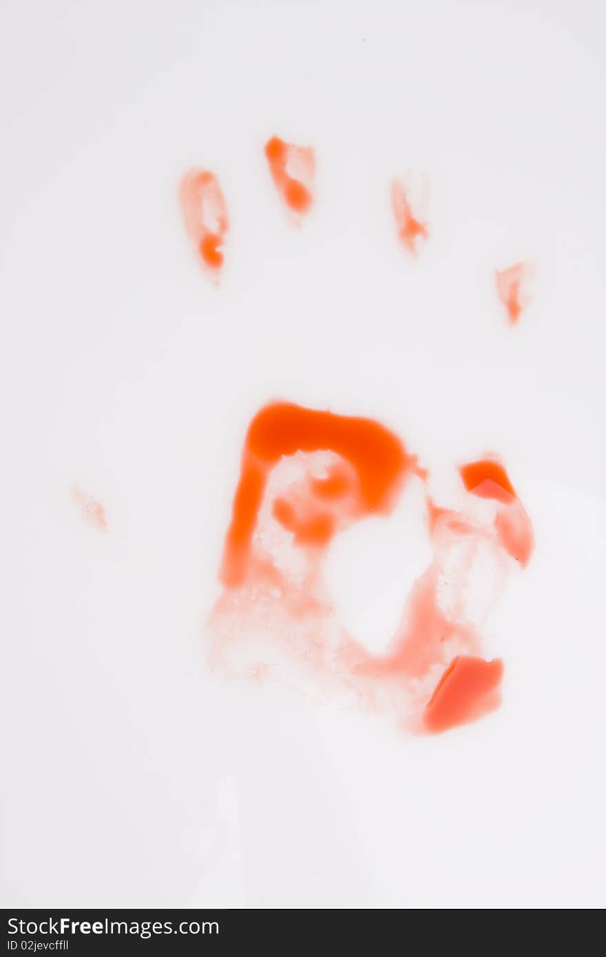 Bloody hand printed isolated on white background