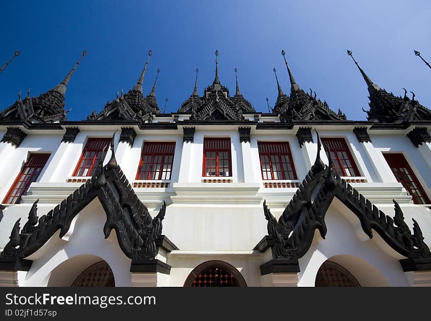 Perspective of Iron Palace in Wat Rat Nuddha Bangkok Thailand