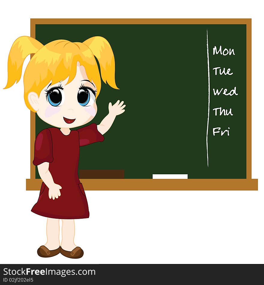 Little girl with black board