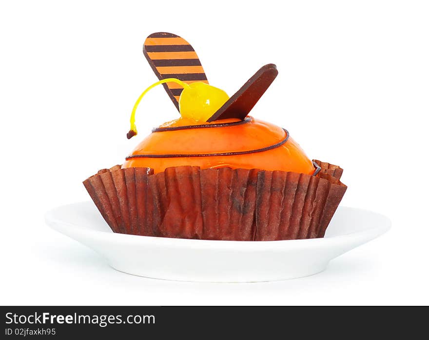 Fresh cake isolated on a white background