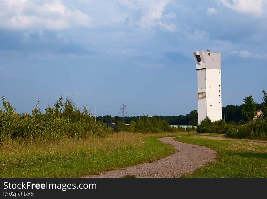 Solar power station Solarturn Juelich in Juelich, Germany. Turbine tower.