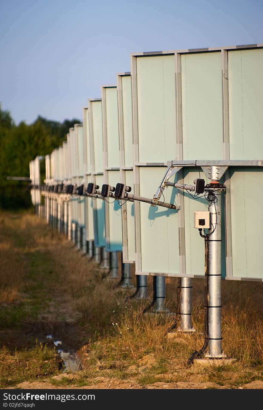 Solar power station Solarturn Juelich in Juelich, Germany. Field of mirrors