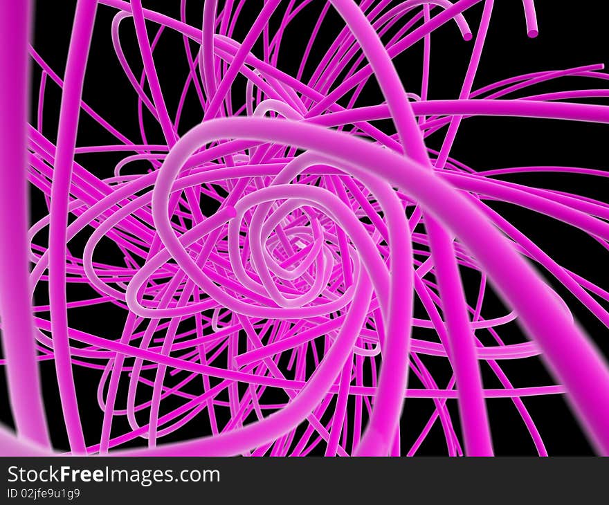 Abstract pink lines on a black background