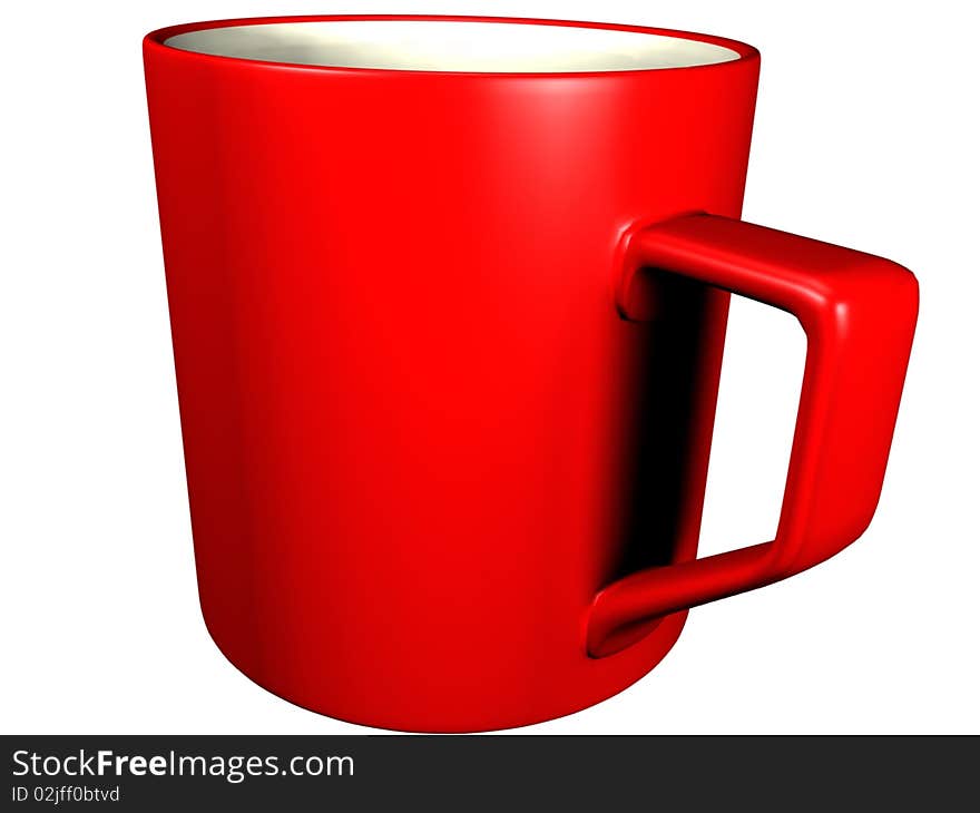 Red empty cup on a white background