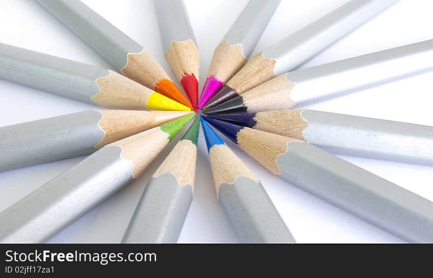 Color pencil set, image, macro. Color pencil set, image, macro