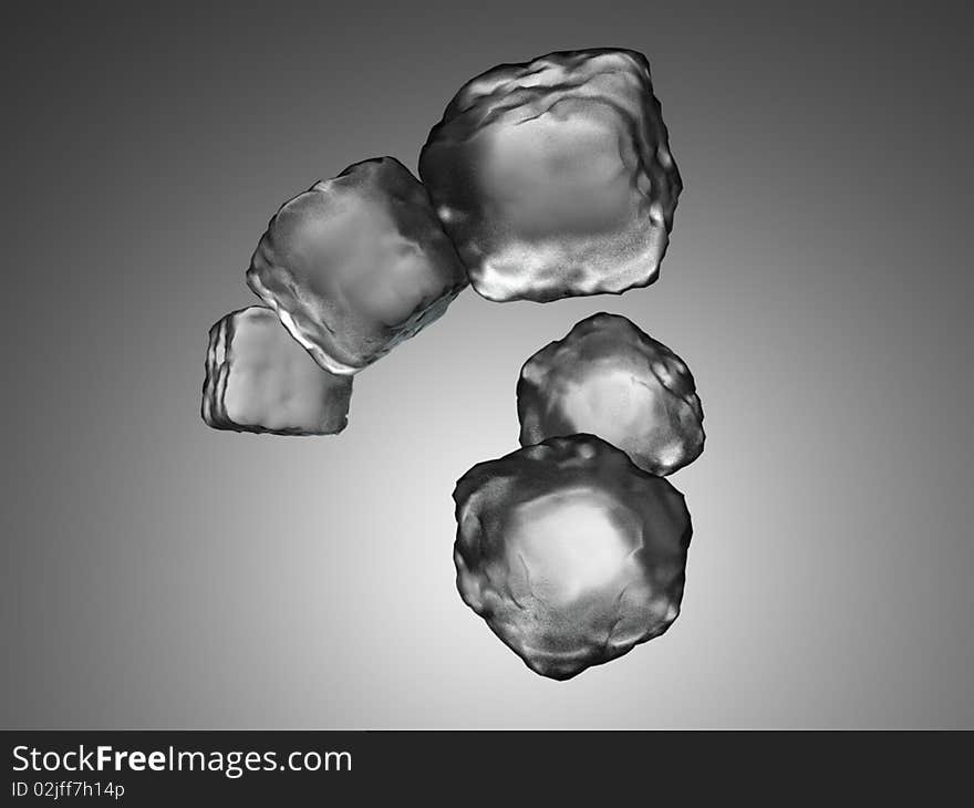 Five ice cubes