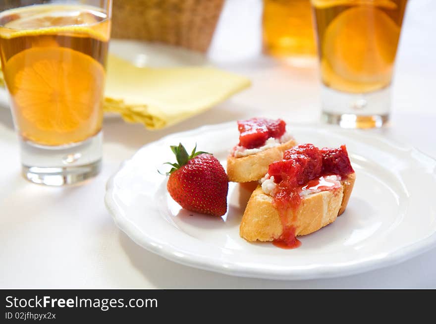 Perfect for breakfast or a snack crisp crostini paired with ricotta cheese and strawberry rhubarb compote. Perfect for breakfast or a snack crisp crostini paired with ricotta cheese and strawberry rhubarb compote