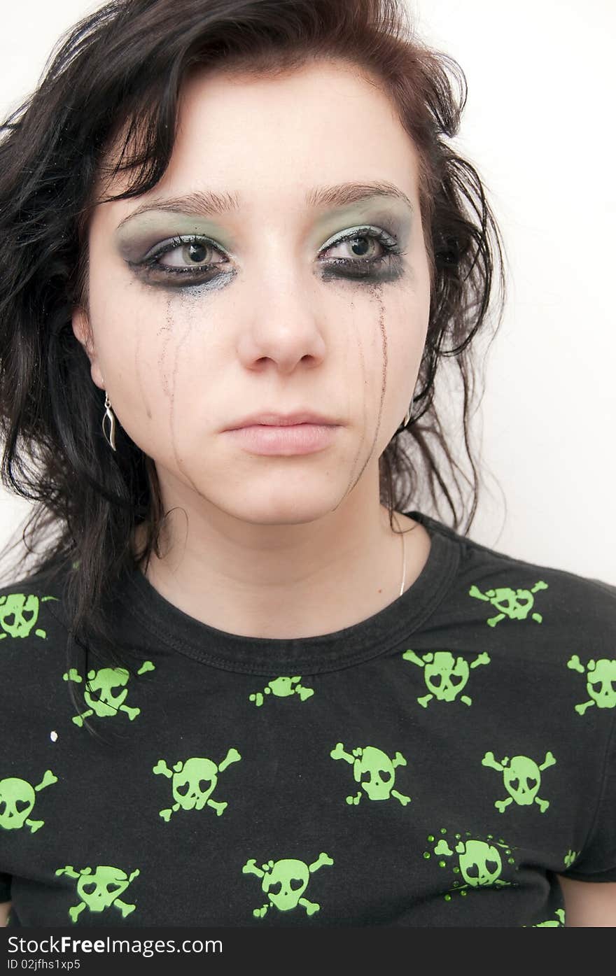 Crying Beautiful Rocker Girl over make up