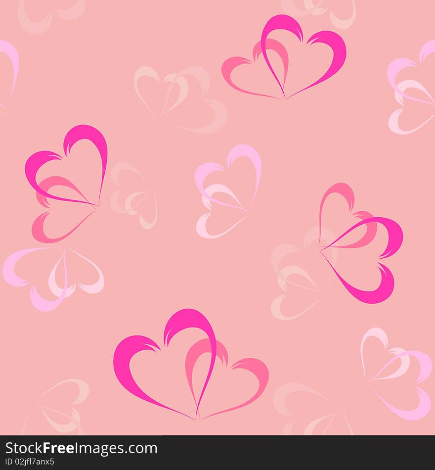 Two red hearts background pattern