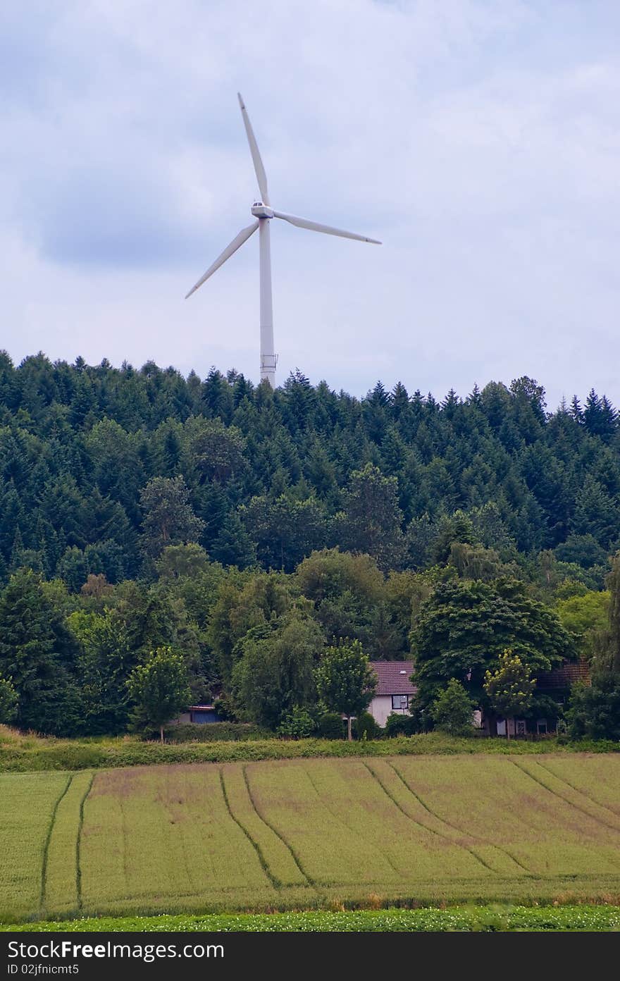 Wind turbine on the hill in Germany. Wind turbine on the hill in Germany