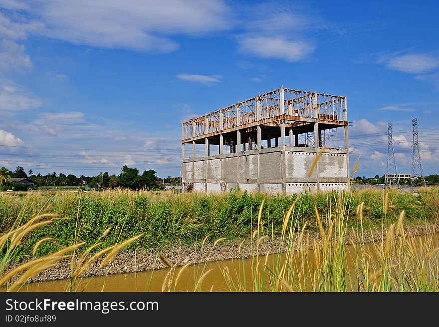 Newly constructed building in the countryside