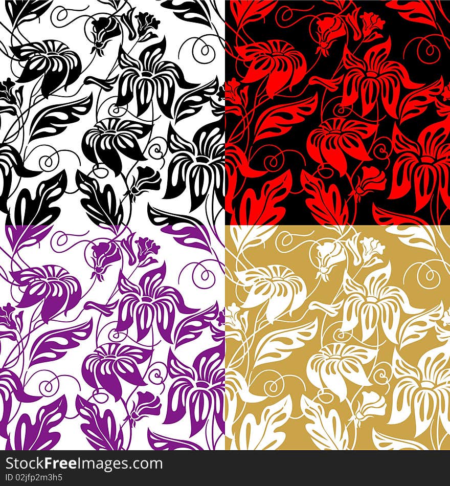 Vector floral seamless (4 color variants)