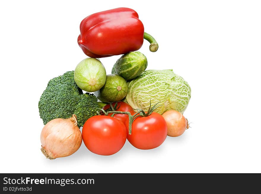 Heap of fresh vegetables it is isolated on a white background