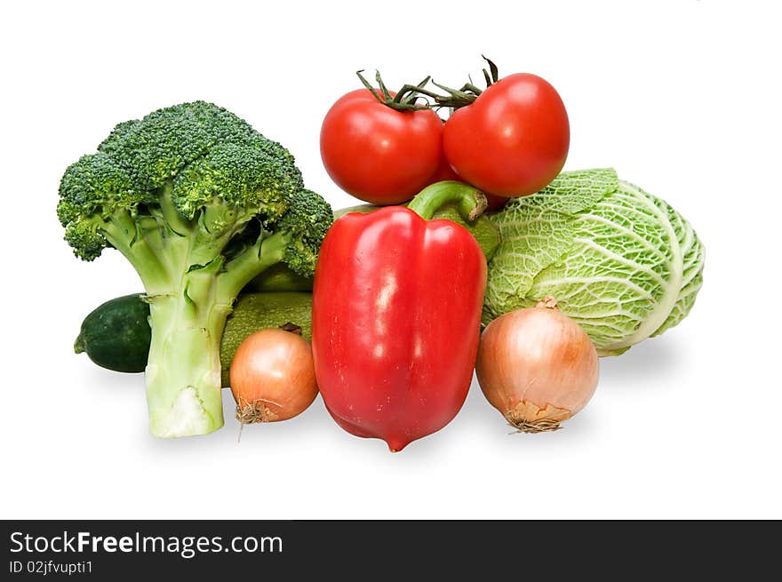 Heap of fresh vegetables it is isolated on a white background