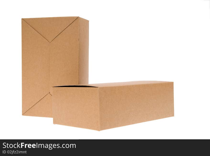 Brown cardboard box, Isolated on white.