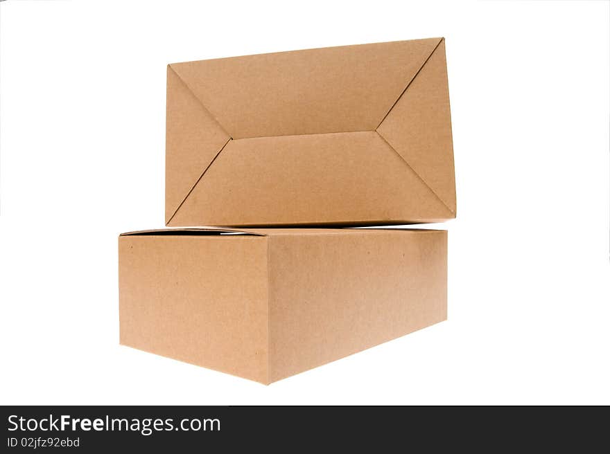 Brown Cardboard Box, Isolated On White.