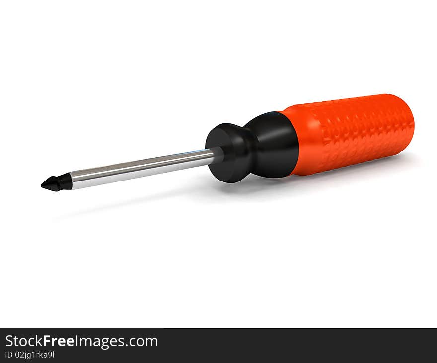 Screwdriver over white background. 3d rendered image