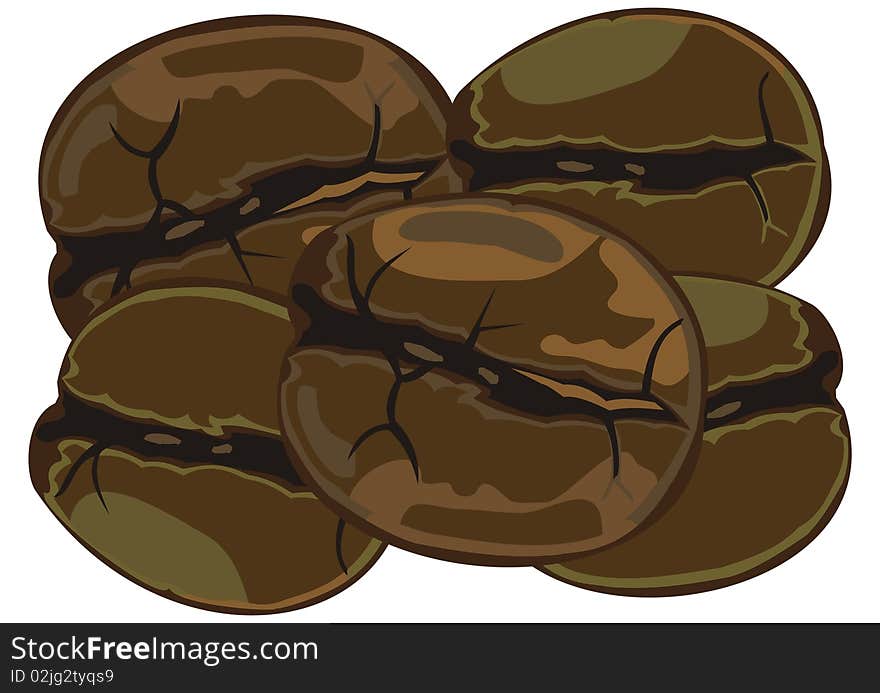 Illustration of few coffee beans