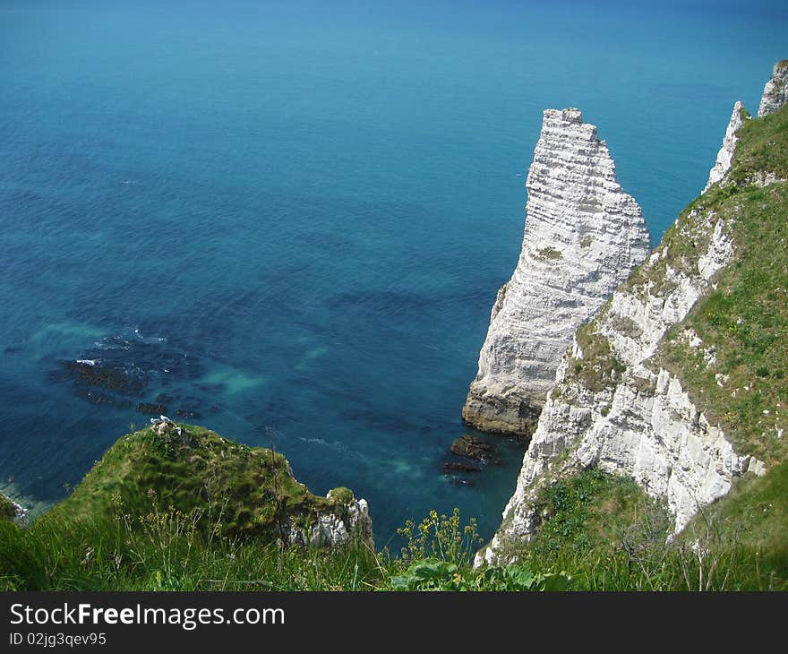 The famous cliffs at Ã?tretat, Normandy, France