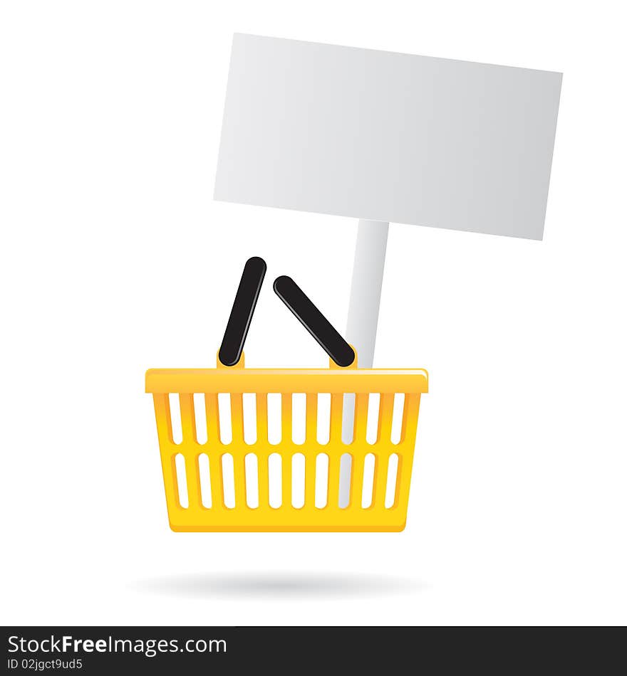 Shopping cart with blank sign