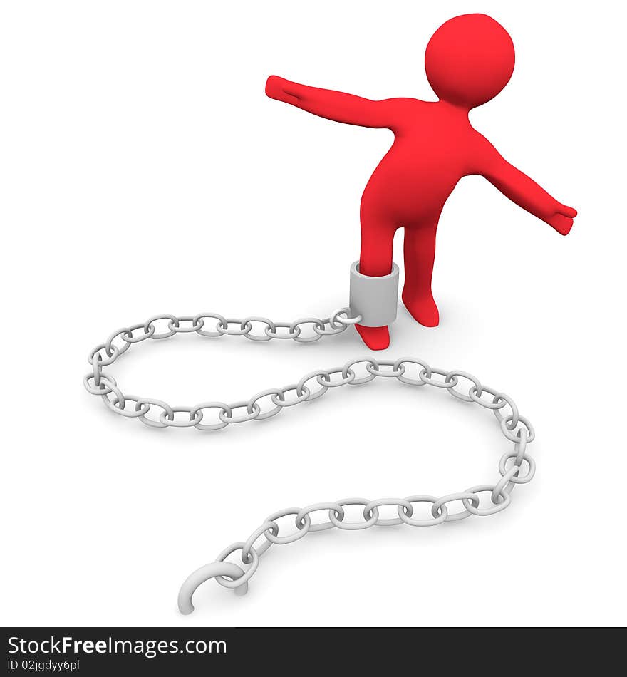 A person trapped and attached to a chain. A person trapped and attached to a chain.