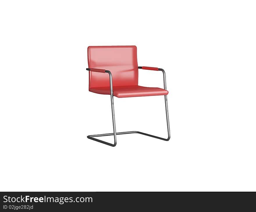 Red armchair isolated on the white background