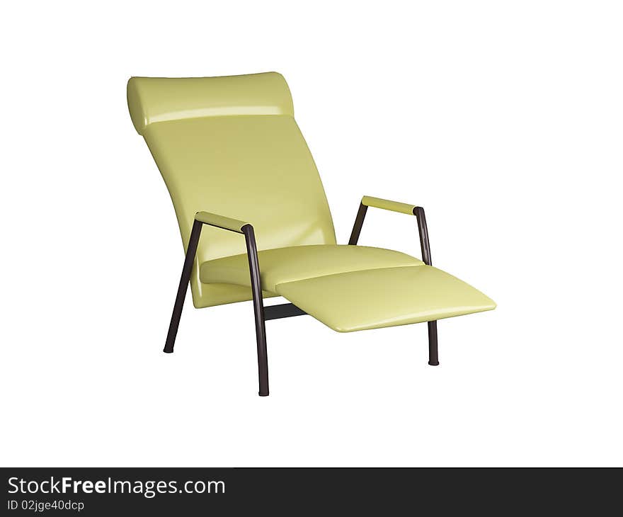 Green armchair isolated on the white background