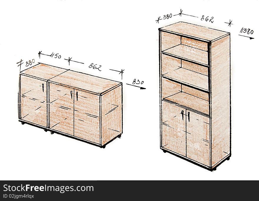 Hand drawn illustration of furniture isolated on white. Hand drawn illustration of furniture isolated on white.